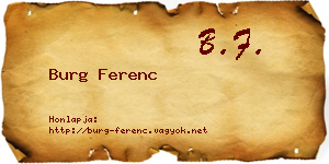 Burg Ferenc névjegykártya